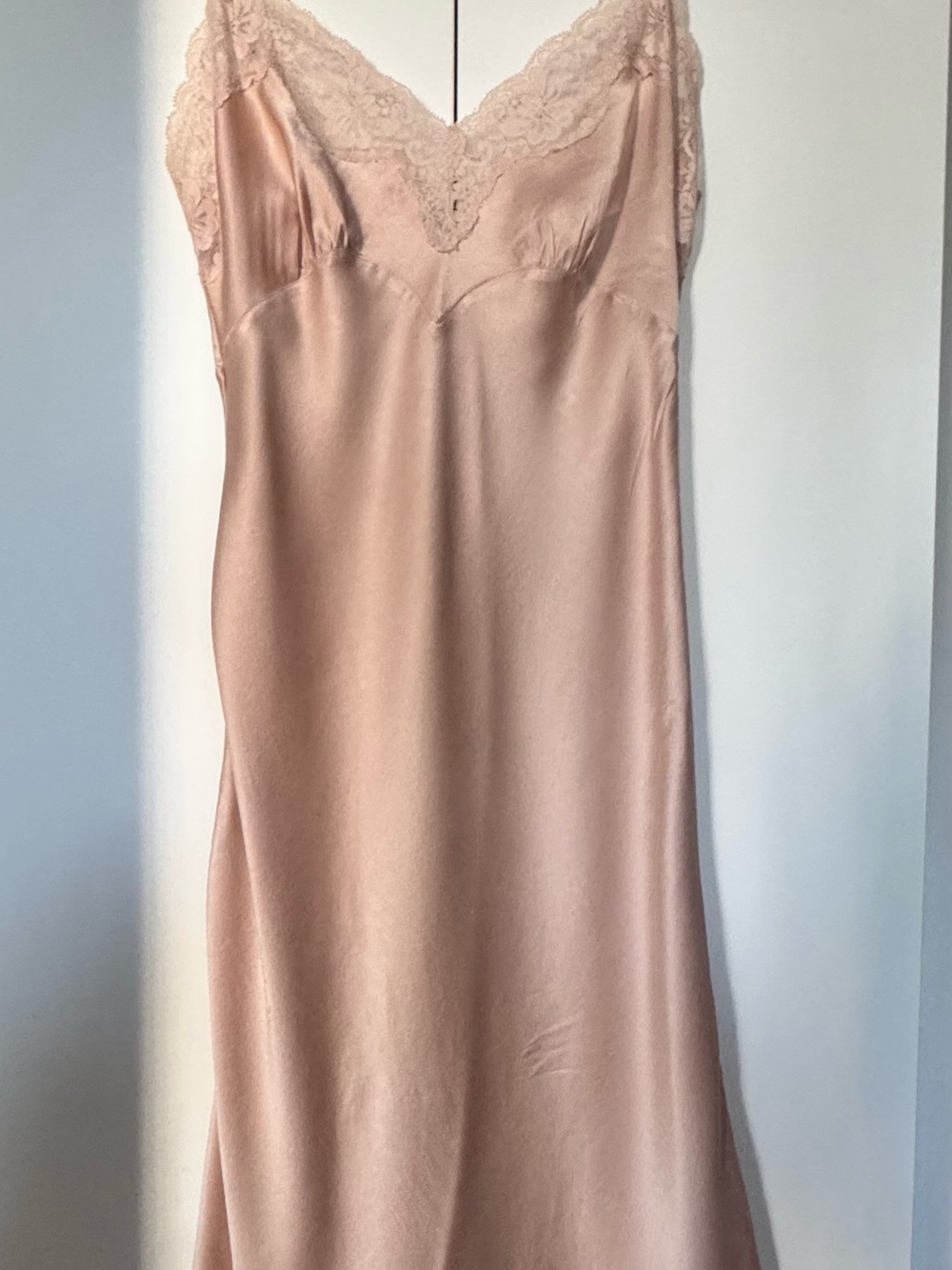 Silk Dusty Pink Lace-Trim Slip